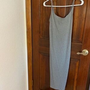 H&M Gray Midi Dress with Spaghetti Straps
